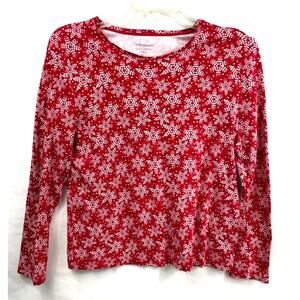 women's Croft and Barrow pullover L/S read and white snowflakes XL classic tee
